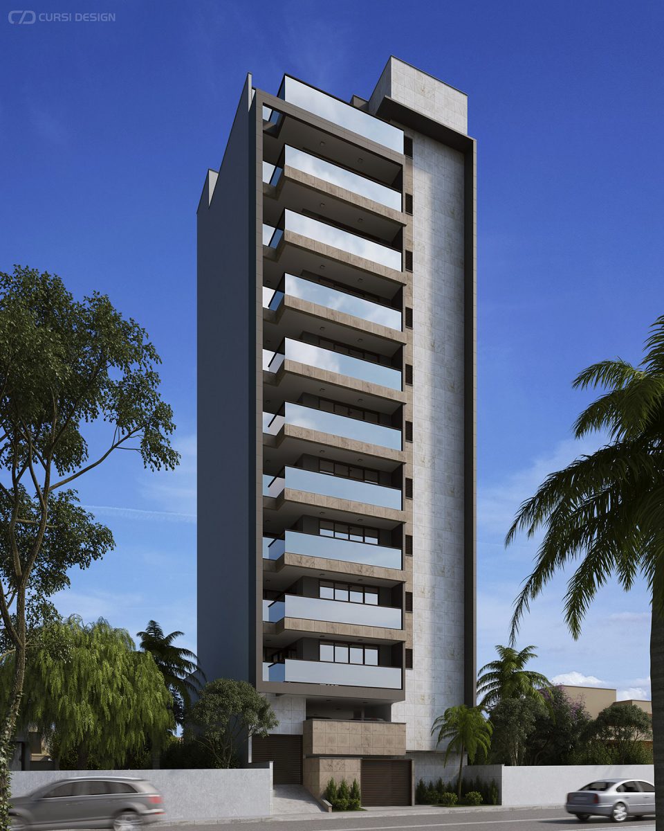 Imagem 3d fachada de edifício residencial
